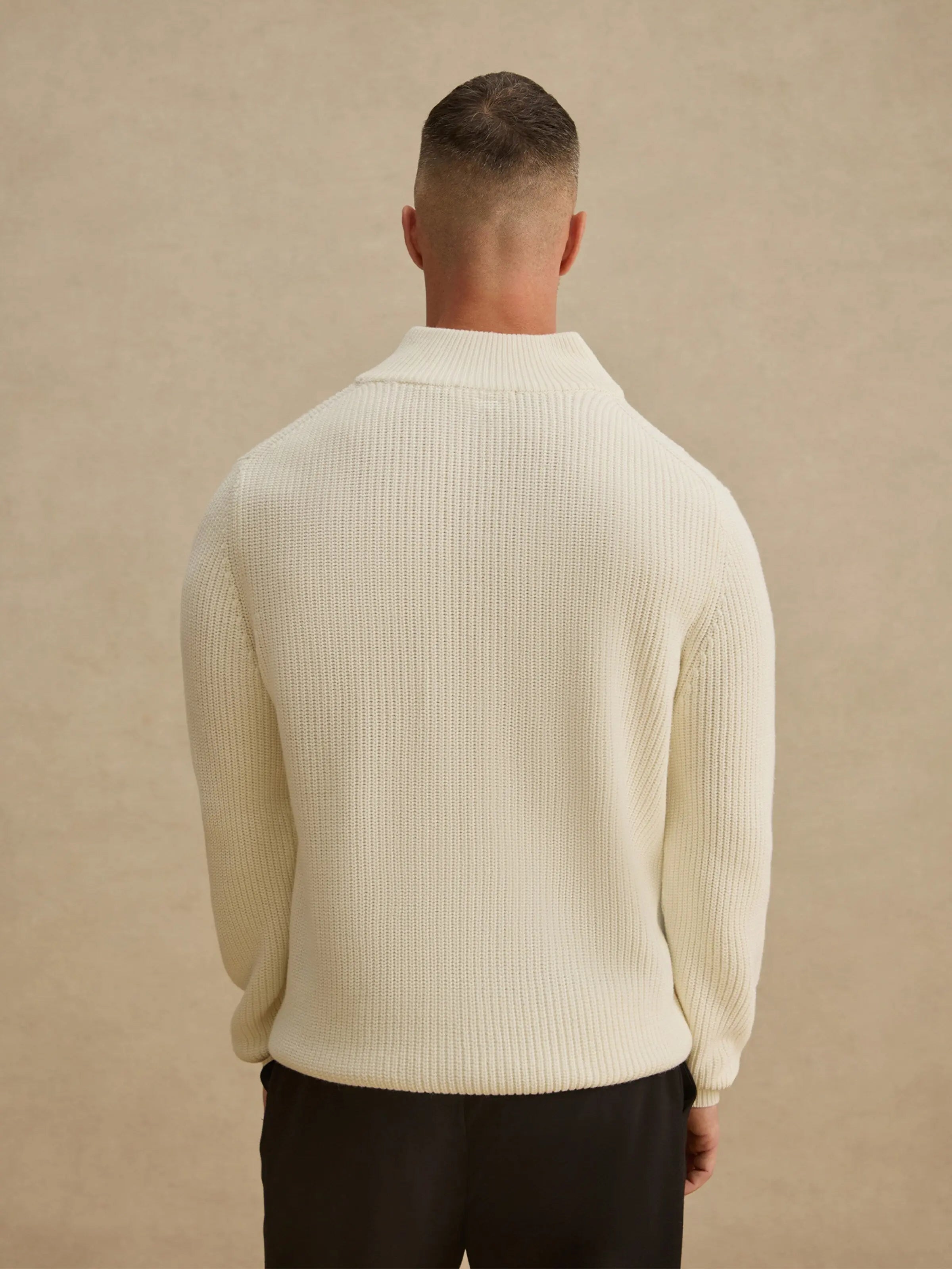 OFF WHITE QUARTER ZIP SWEATER