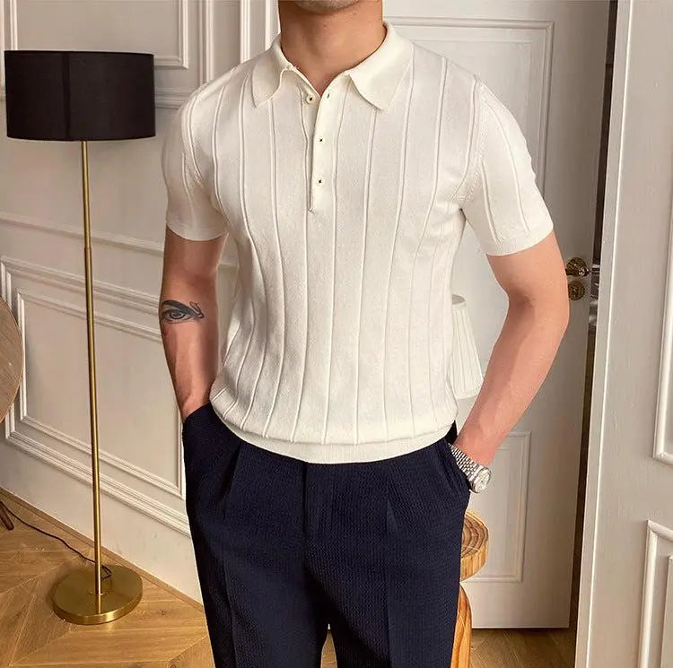 RIBBED COTTON POLO T-SHIRT