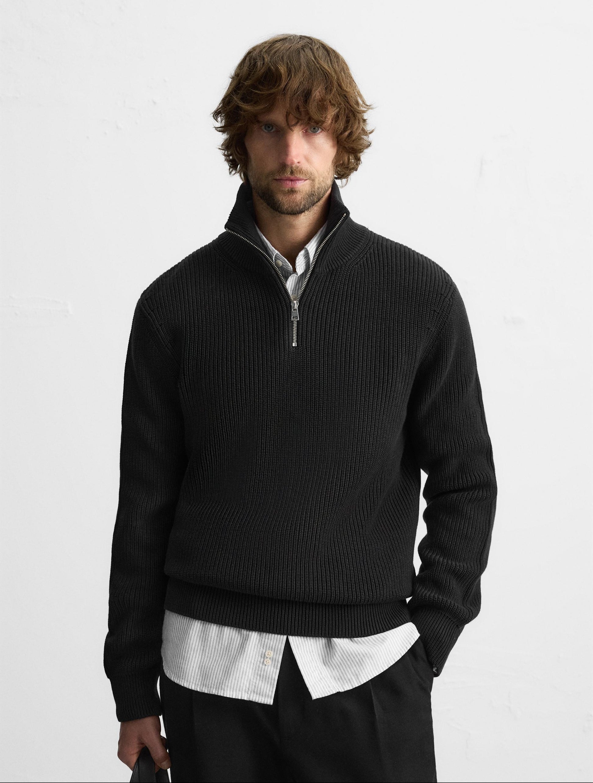 Black Quarter~Zip Sweater