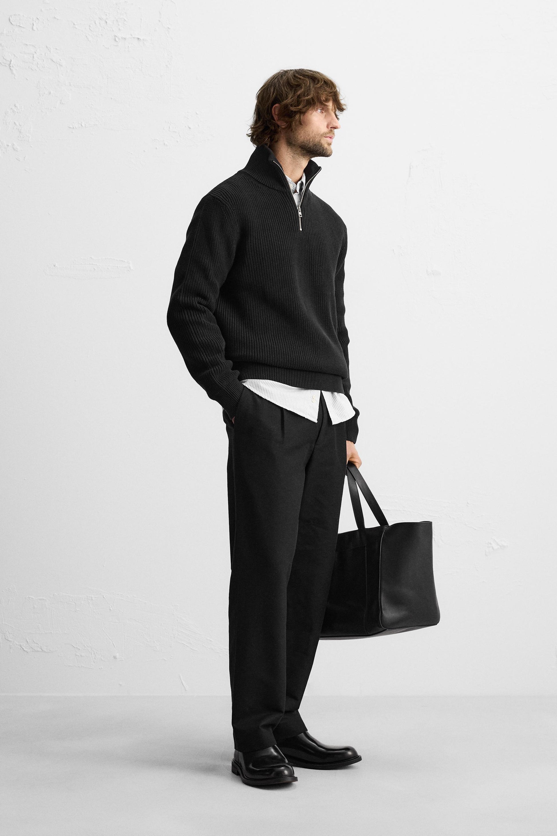 Black Quarter~Zip Sweater