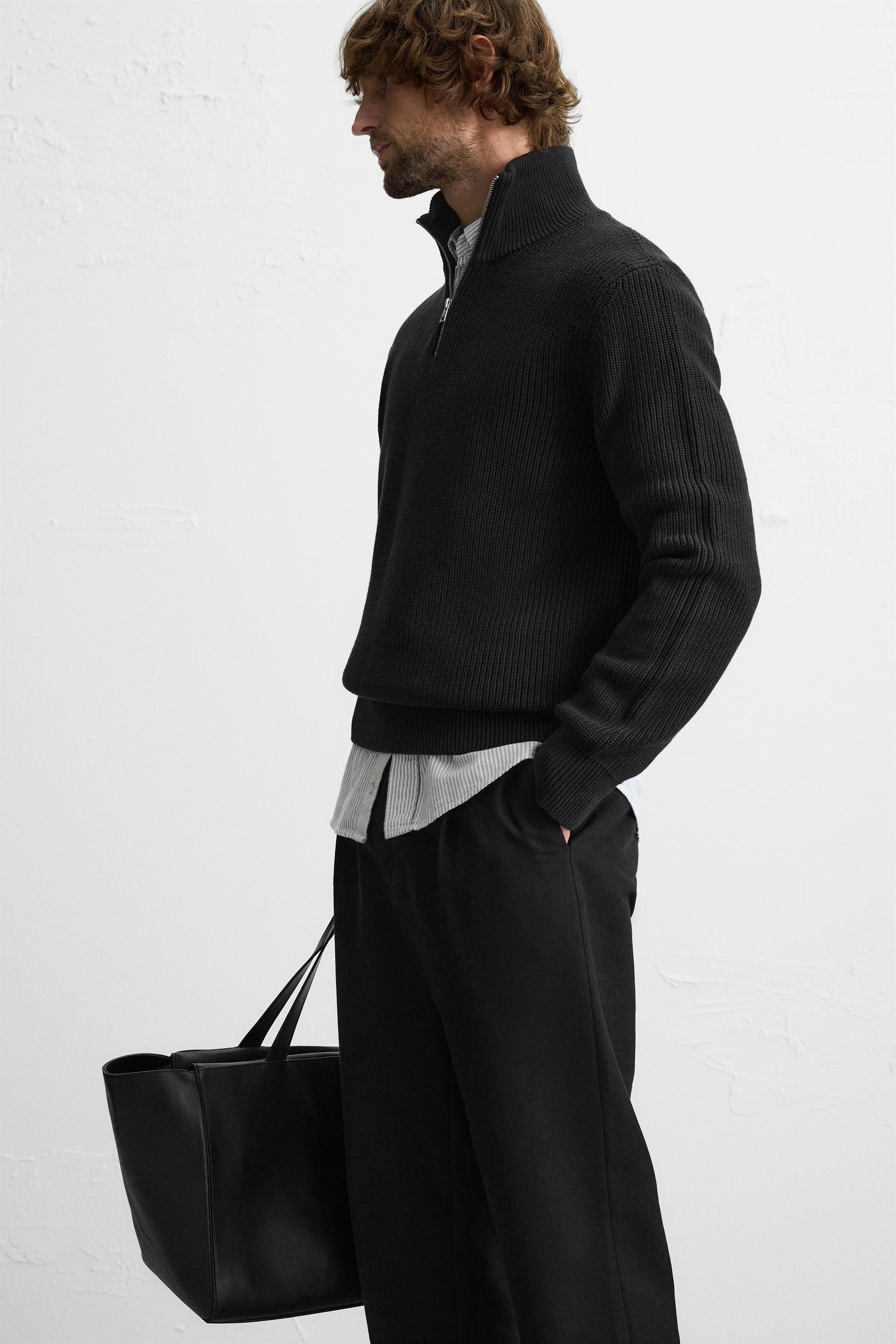 Black Quarter~Zip Sweater