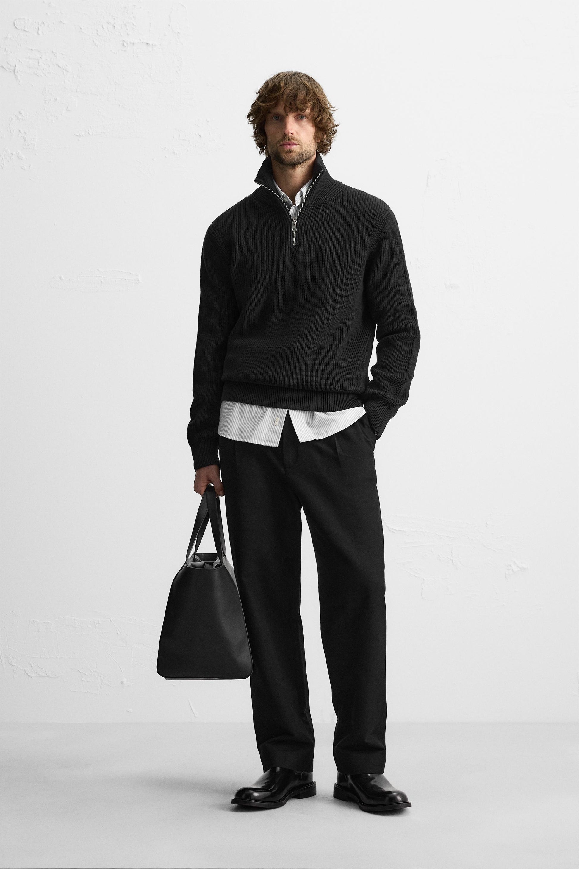 Black Quarter~Zip Sweater