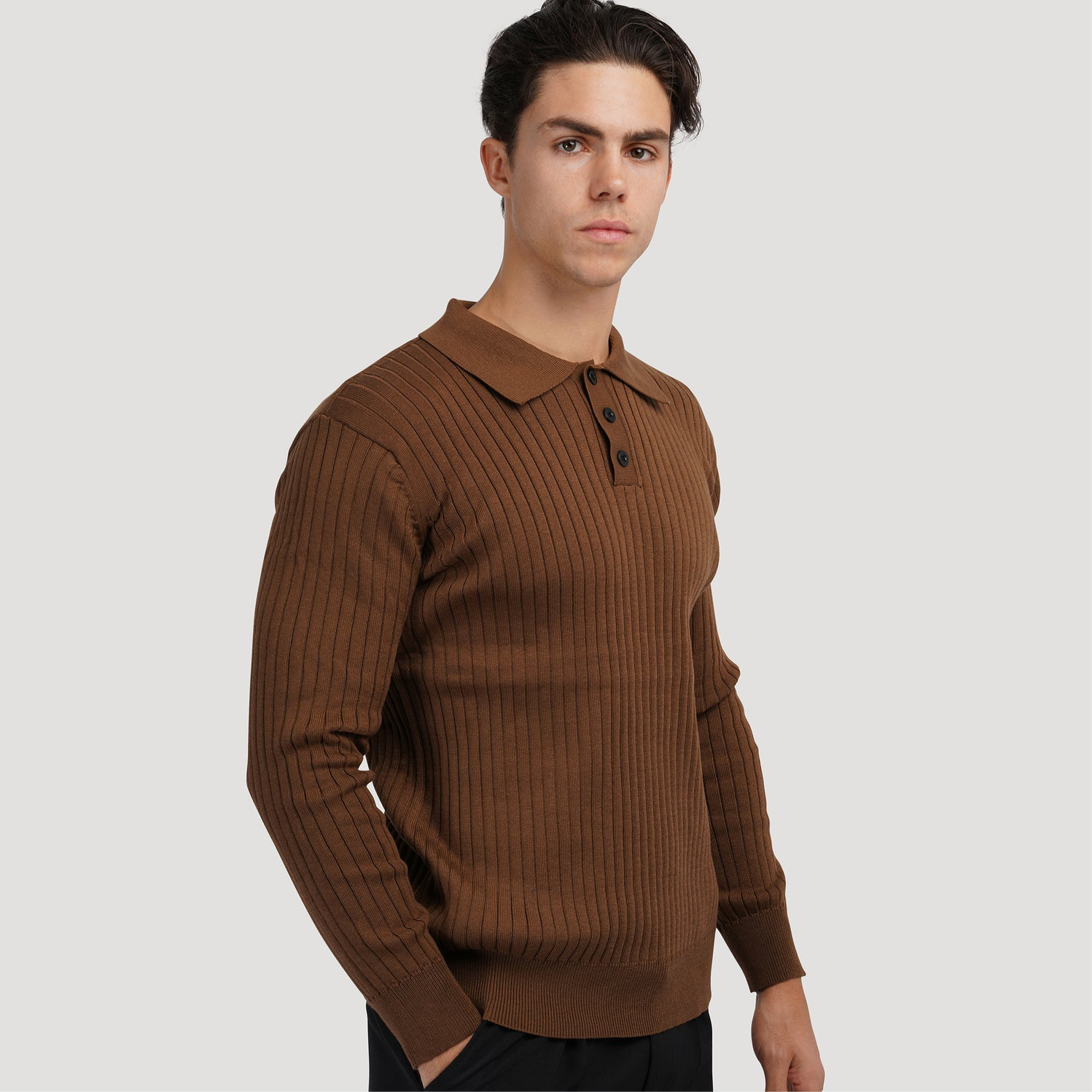 BROWN FULL SLEEVE POLO T-SHIRTS