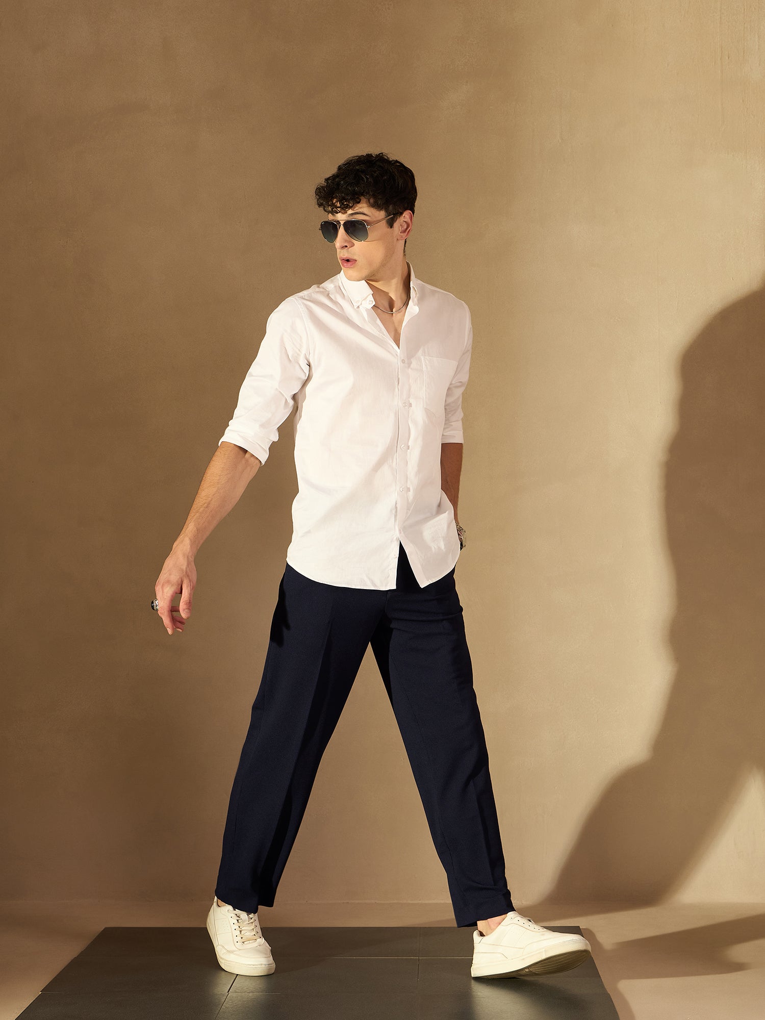 NAVY BLUE DOUBLE PLEATED PANT