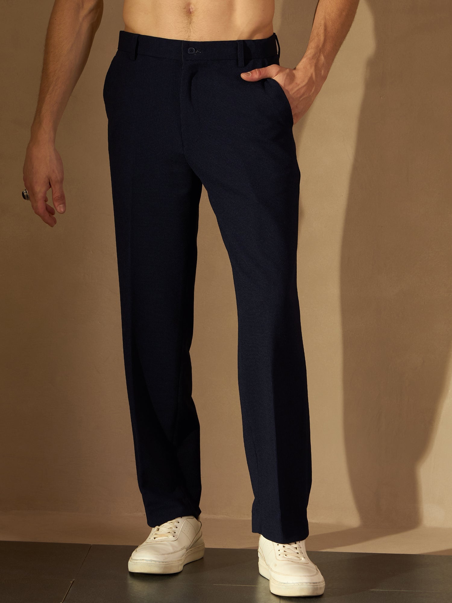 NAVY BLUE DOUBLE PLEATED PANT