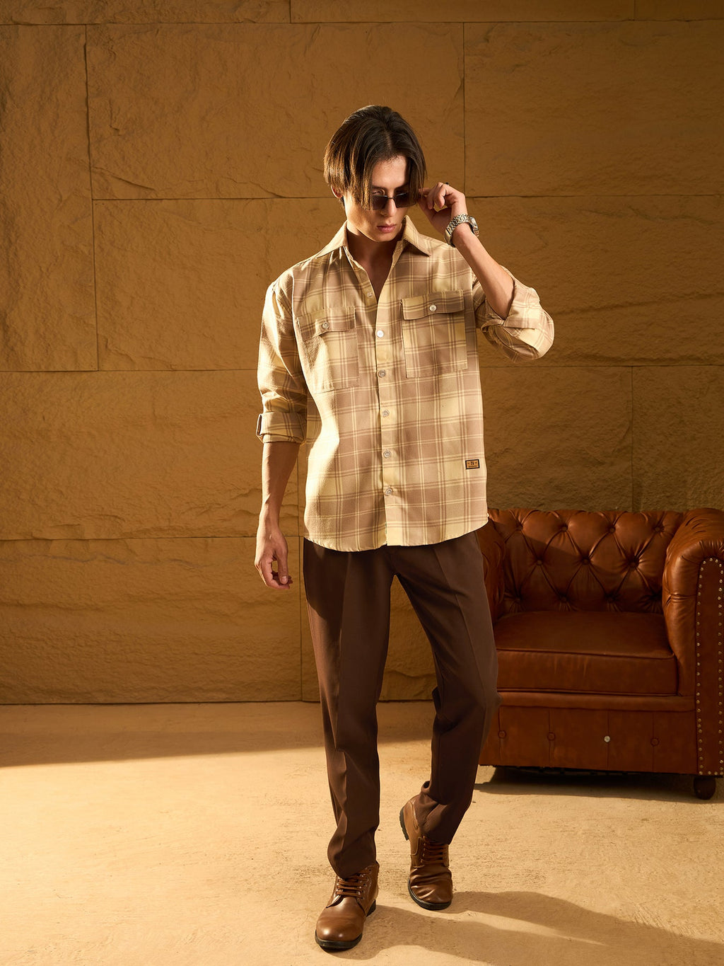 BROWN DOUBLE PLEATED PANT