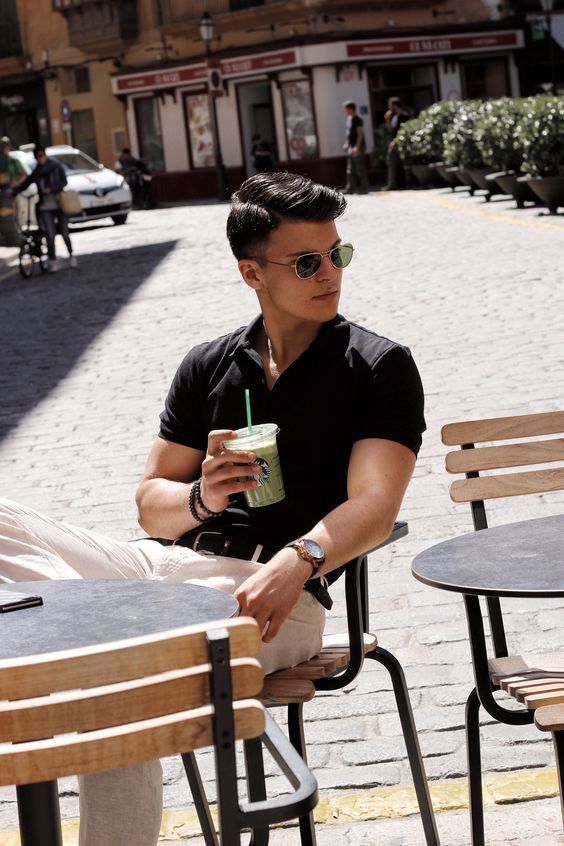 BLACK POLO-BEIGE COMBO