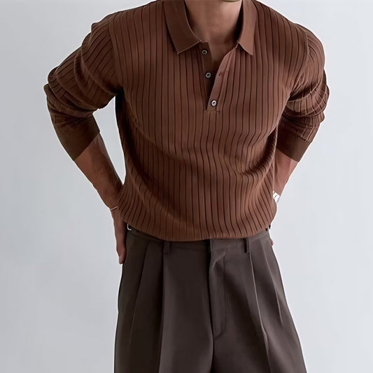 Brown Long Sleeve Polo T-shirts