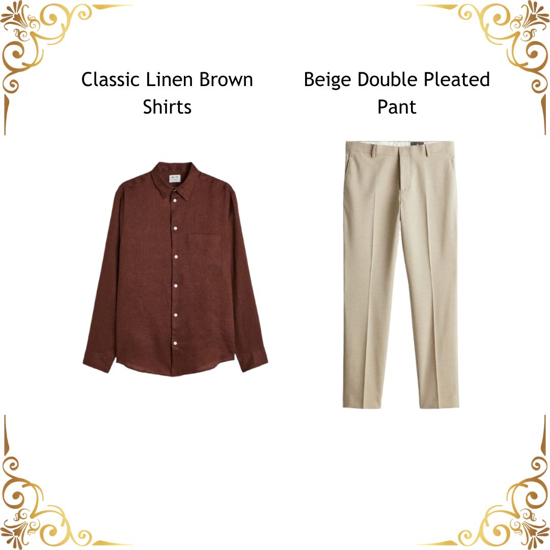 BROWN LINEN-BEIGE COMBO