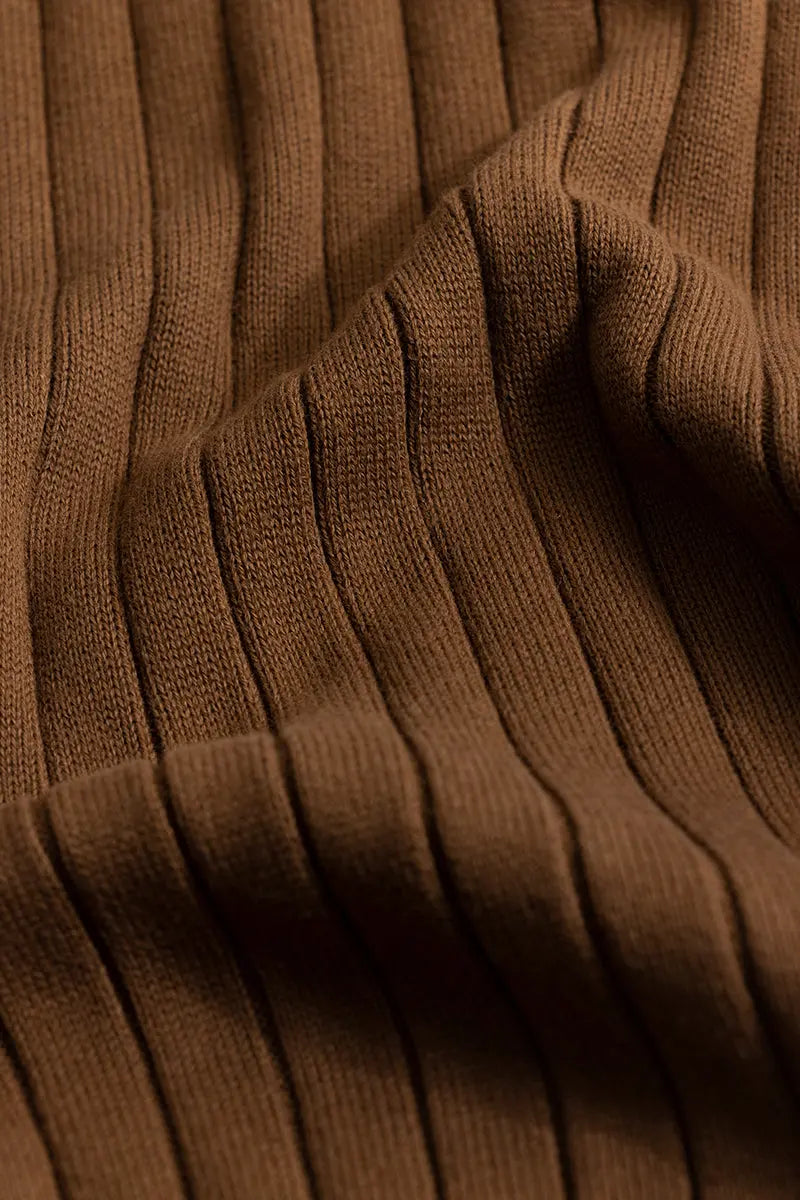 STRIPED BROWN POLO T-SHIRT