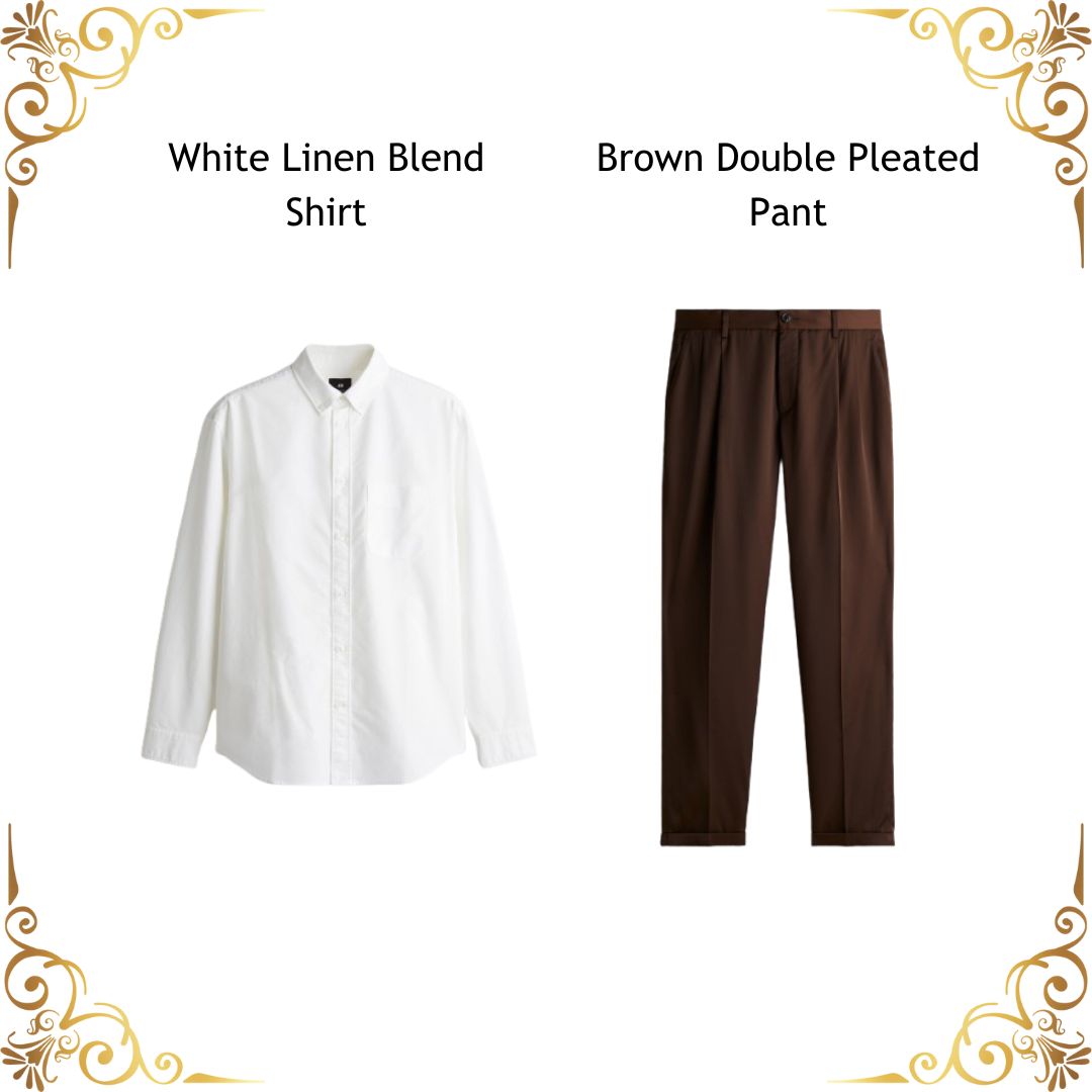 WHITE LINEN-BROWN COMBO