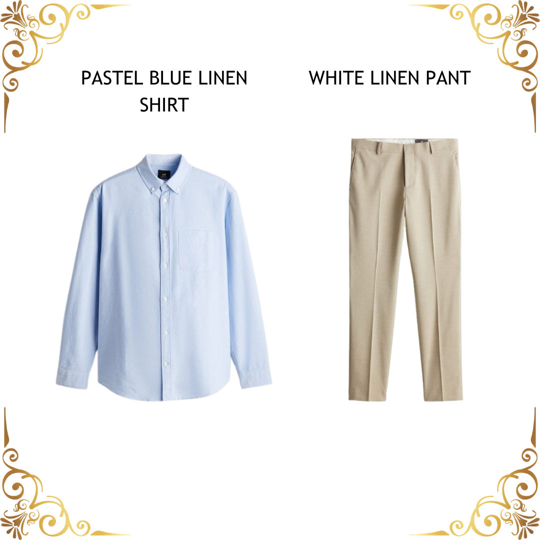 PASTLE BLUE LINEN-BEIGE COMBO