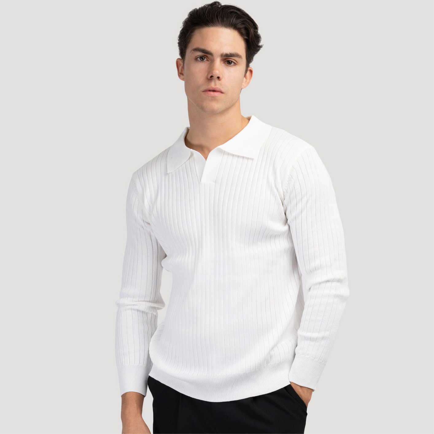 WHITE FULL SLEEVE POLO T-SHIRTS