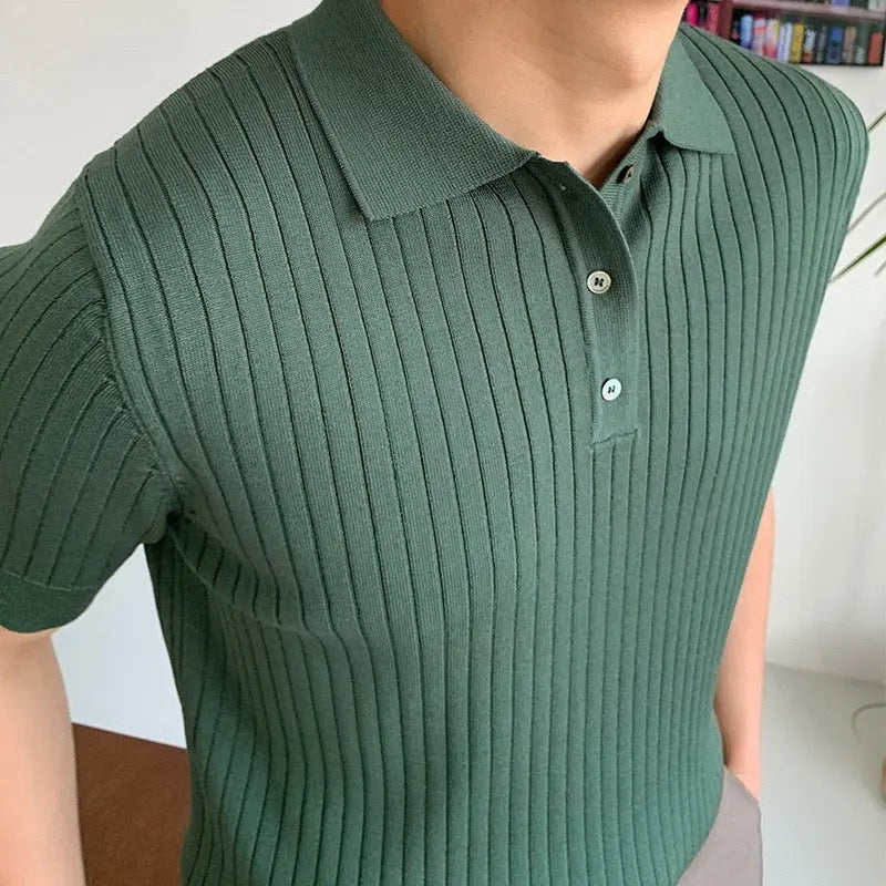 STRIPED GREEN POLO T-SHIRT