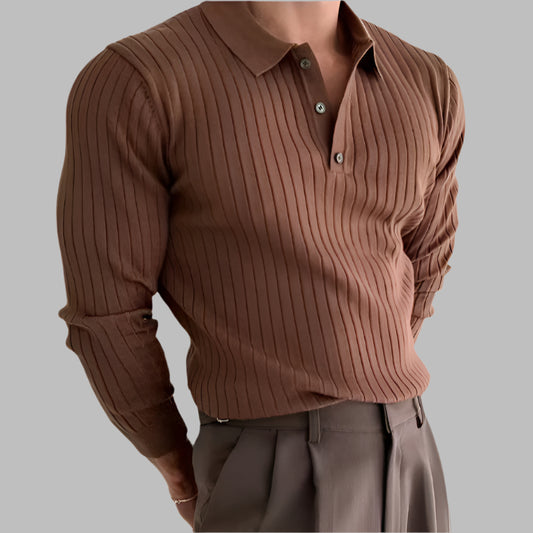 Brown Long Sleeve Polo T-shirts