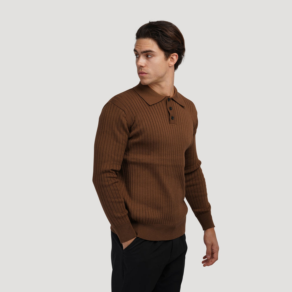BROWN FULL SLEEVE POLO T-SHIRTS