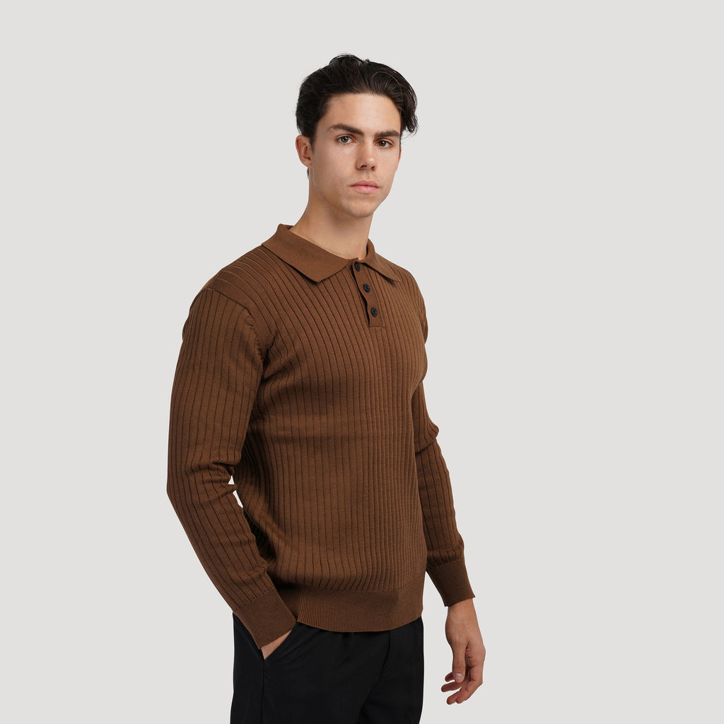 BROWN FULL SLEEVE POLO T-SHIRTS