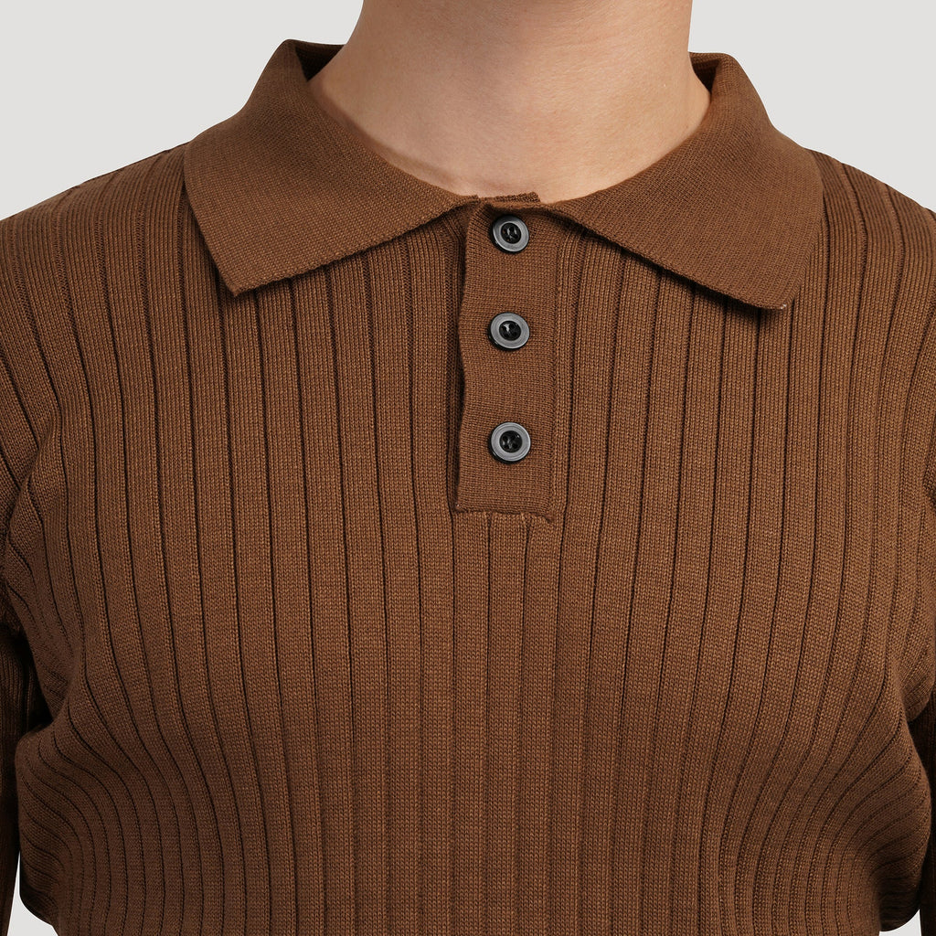 BROWN FULL SLEEVE POLO T-SHIRTS