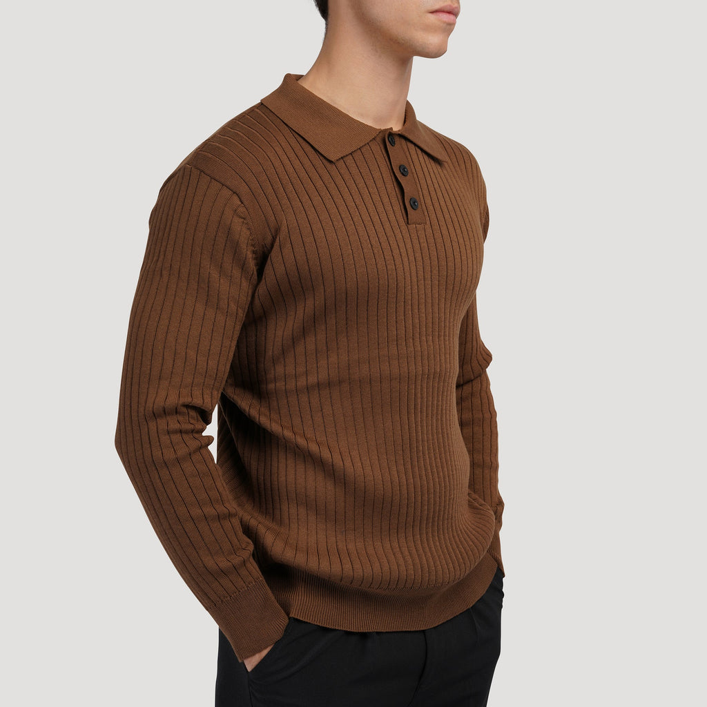 BROWN FULL SLEEVE POLO T-SHIRTS