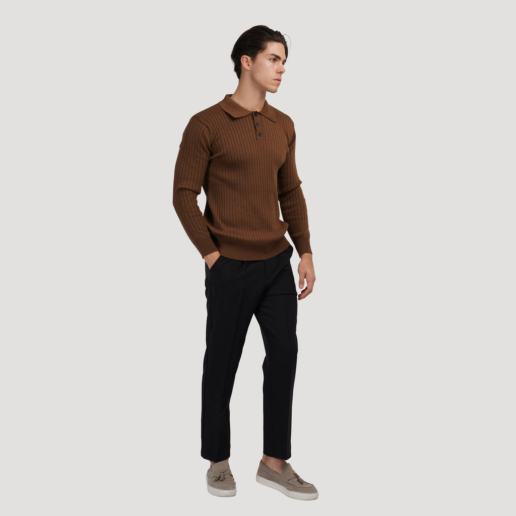 BROWN FULL SLEEVE POLO T-SHIRTS