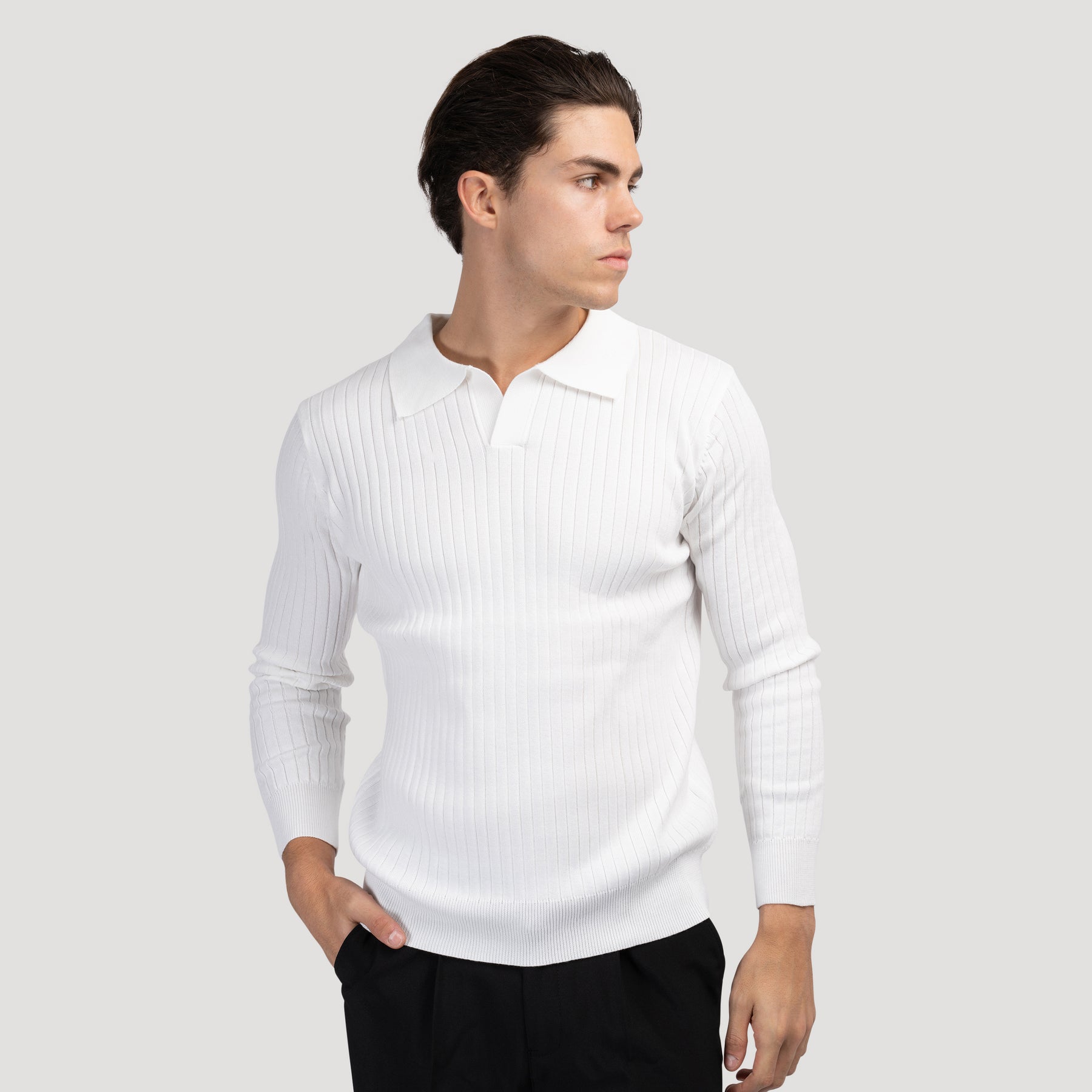 WHITE FULL SLEEVE POLO T-SHIRTS