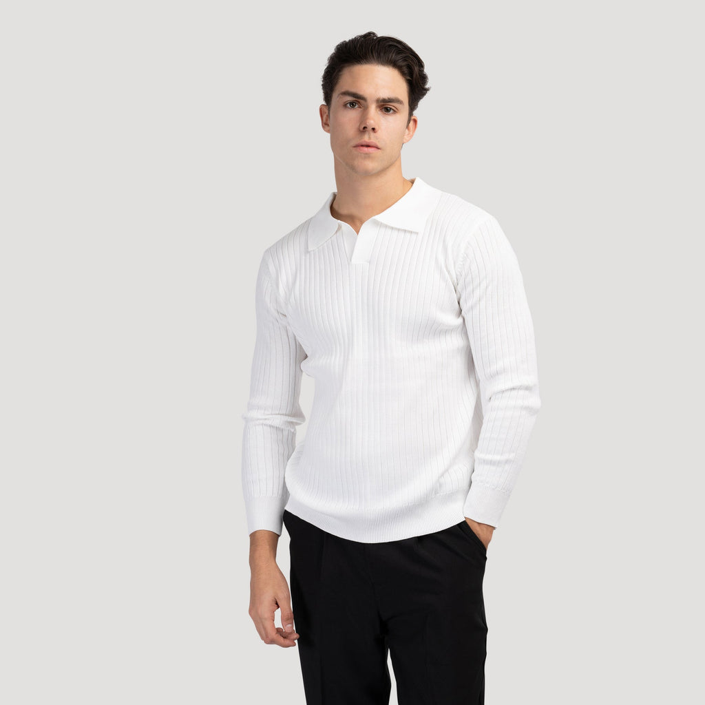 WHITE FULL SLEEVE POLO T-SHIRTS