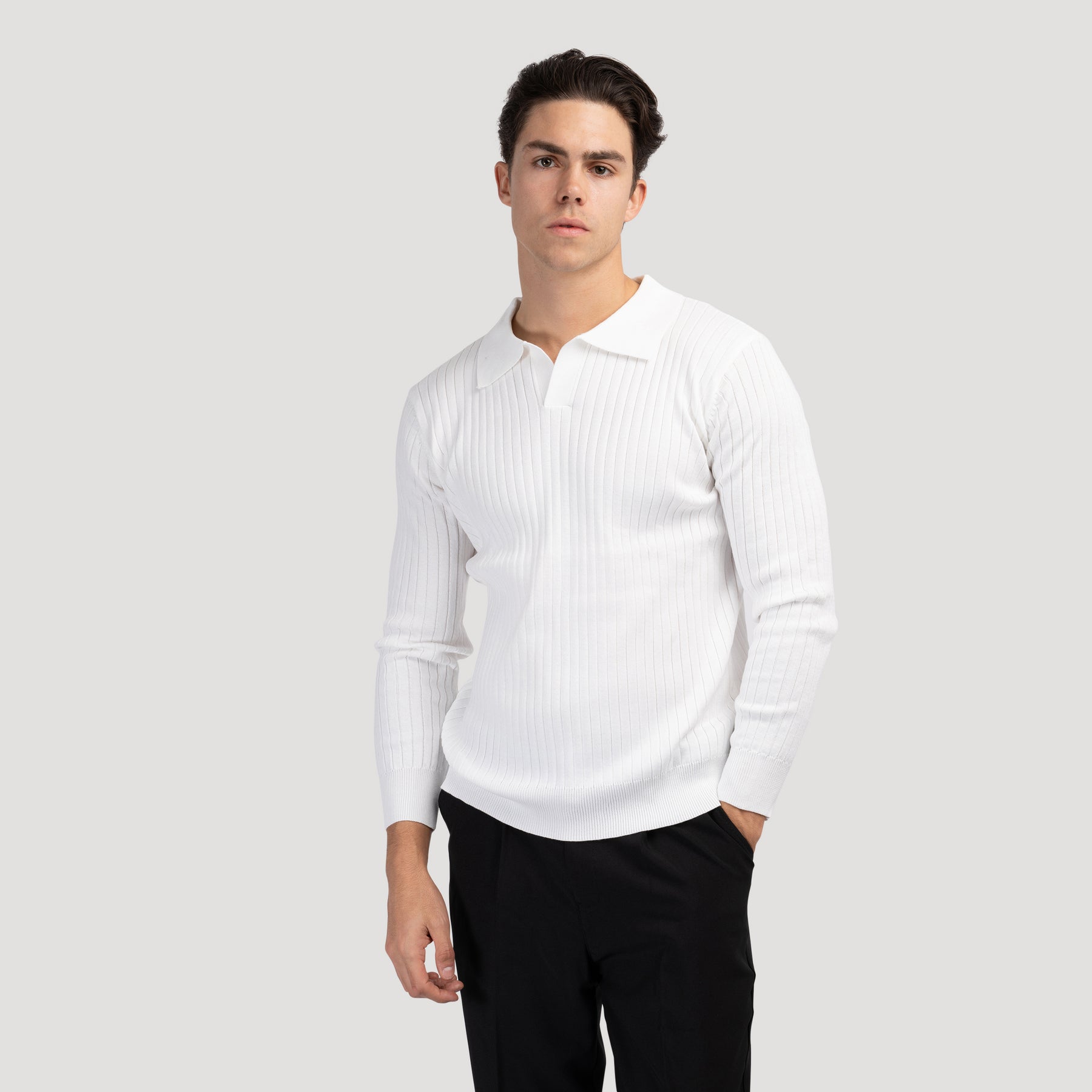 WHITE FULL SLEEVE POLO T-SHIRTS
