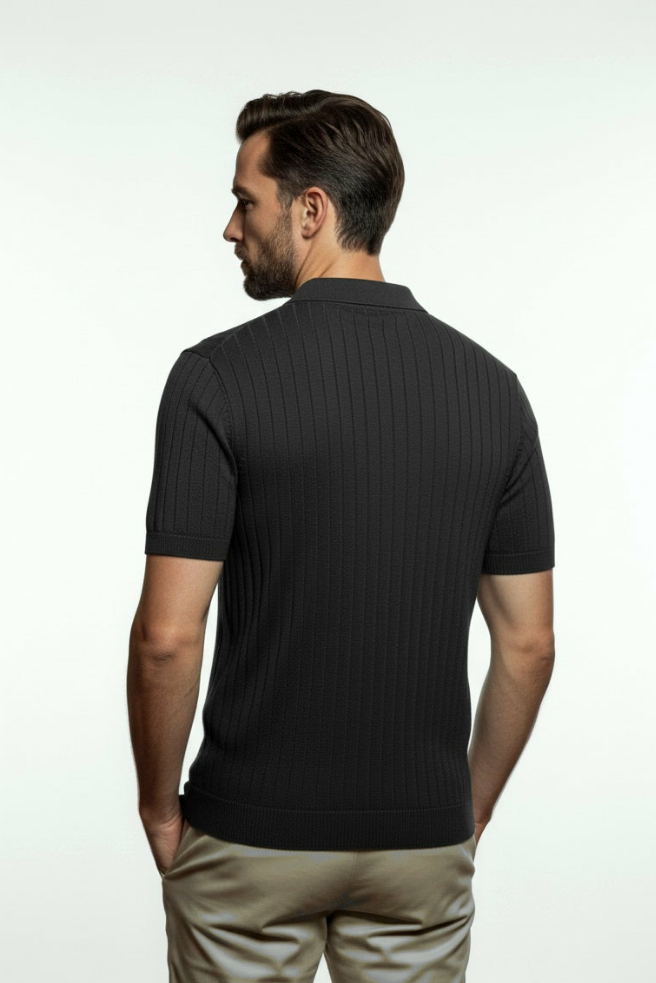 STRIPED BLACK POLO T-SHIRT