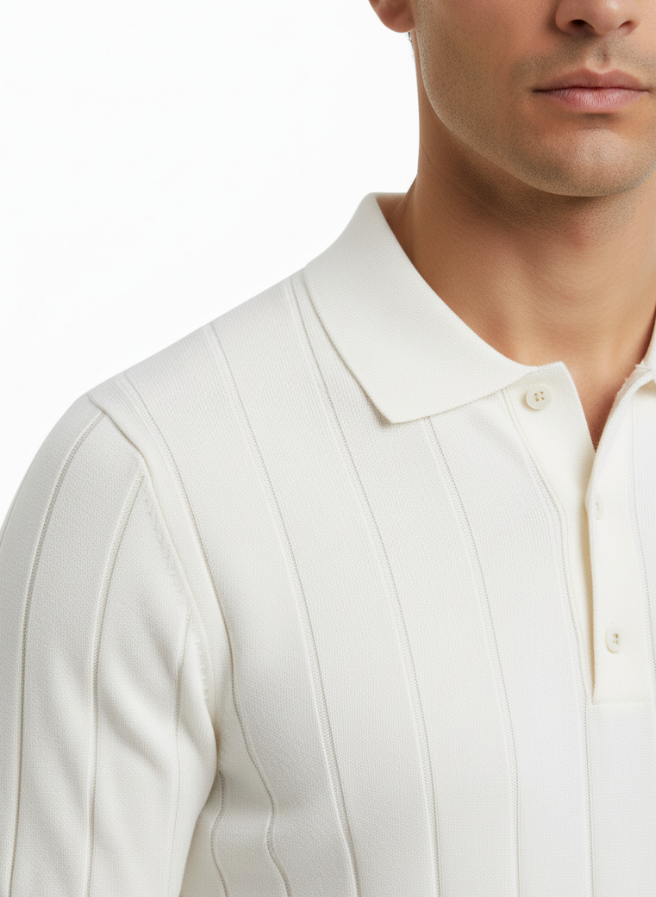 RIBBED COTTON POLO T-SHIRT