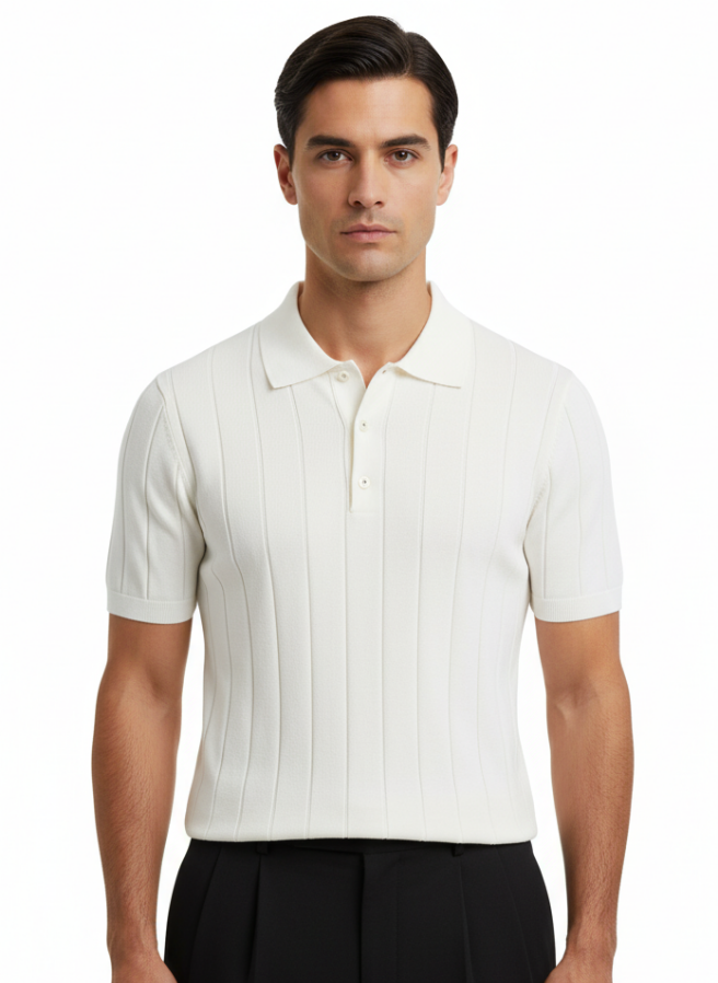 RIBBED COTTON POLO T-SHIRT