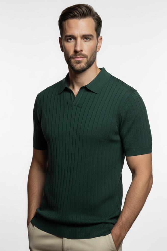 STRIPED GREEN POLO T-SHIRT