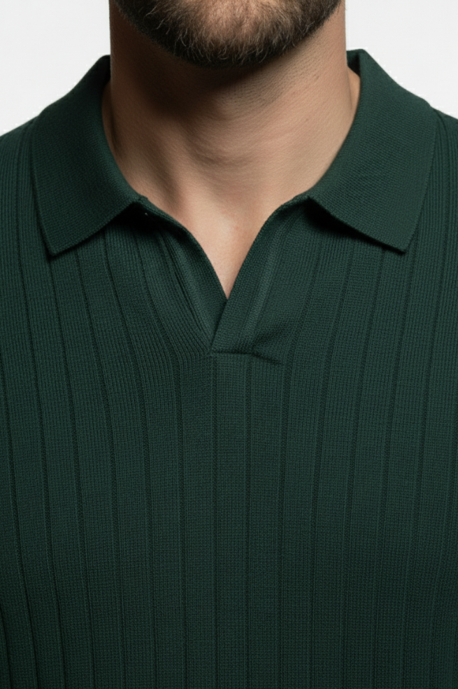 STRIPED GREEN POLO T-SHIRT