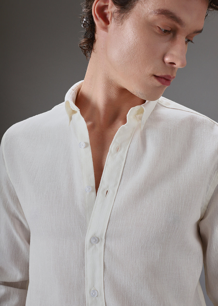 WHITE LINEN BLEND SHIRT