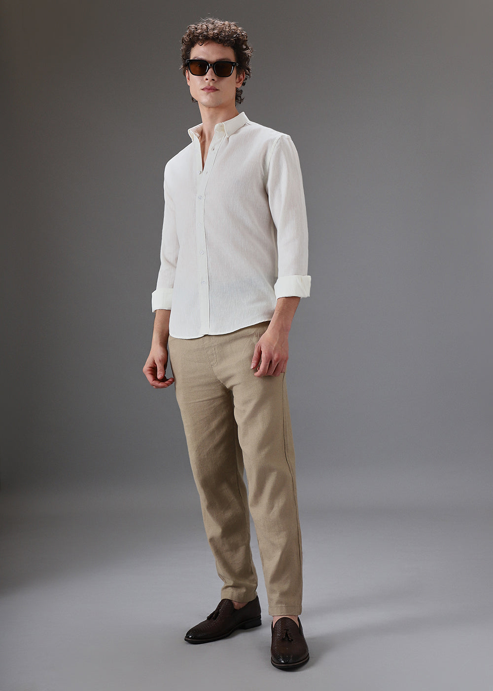 WHITE LINEN BLEND SHIRT