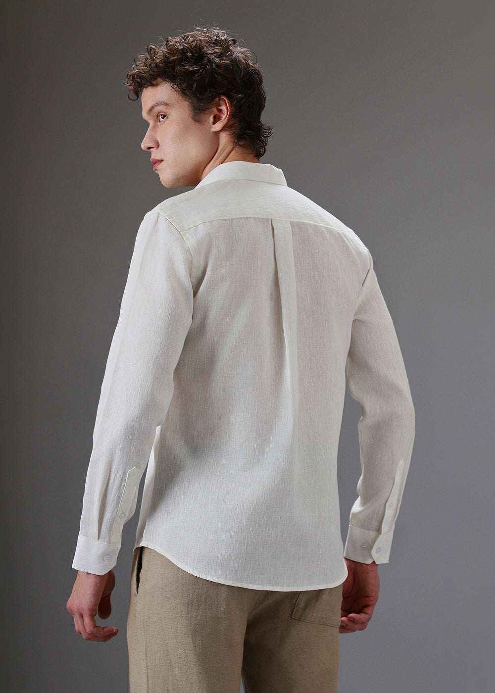 WHITE LINEN BLEND SHIRT