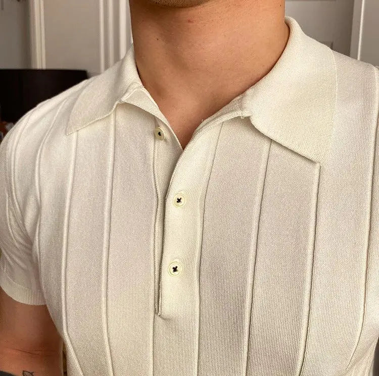 RIBBED COTTON POLO T-SHIRT