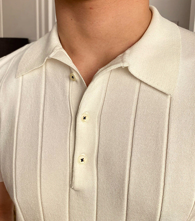 RIBBED COTTON POLO T-SHIRT