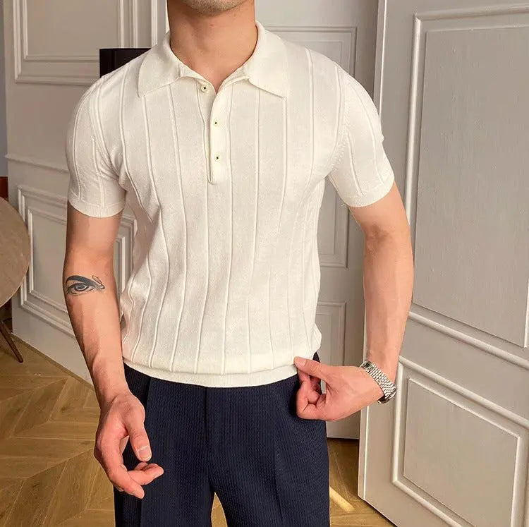 RIBBED COTTON POLO T-SHIRT