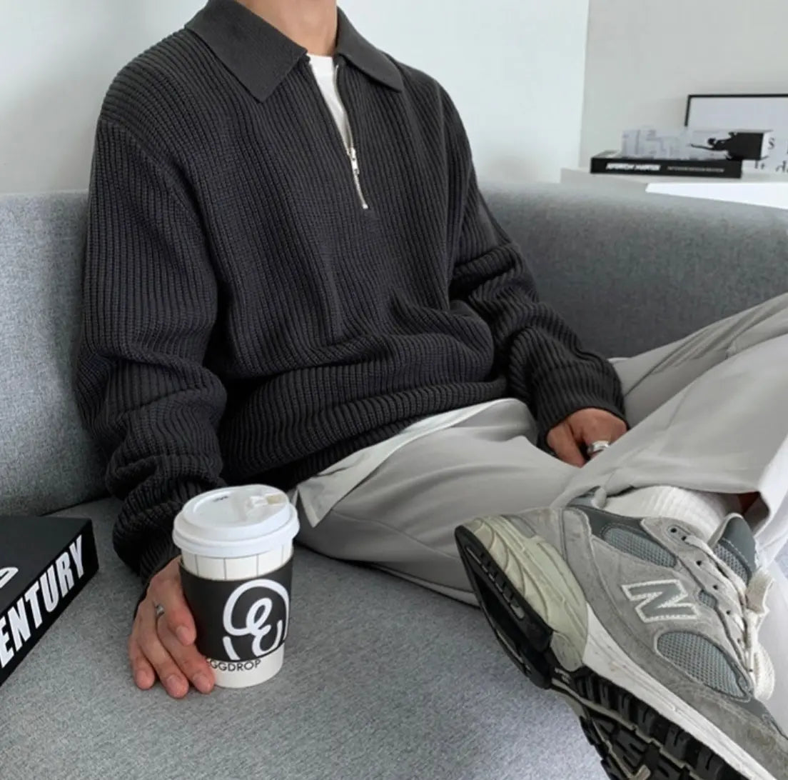 Black Quarter~Zip Sweater
