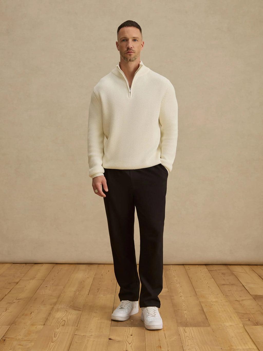 OFF WHITE QUARTER ZIP SWEATSHIRT