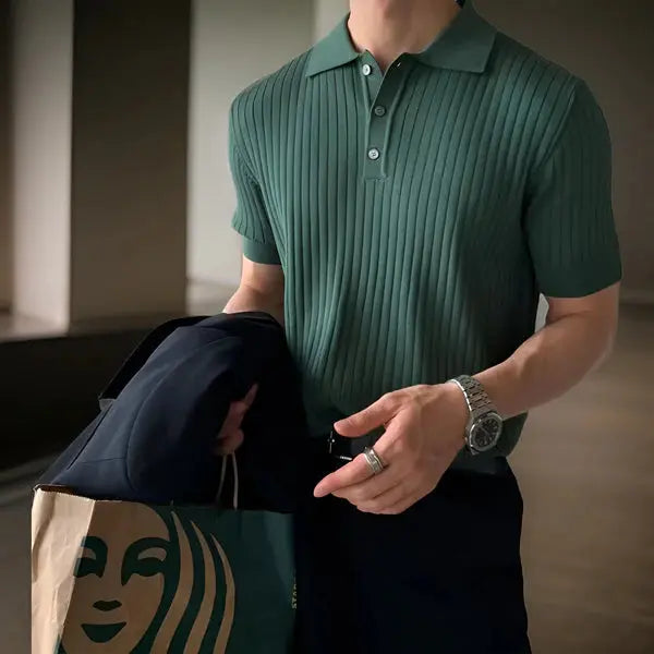 STRIPED GREEN POLO T-SHIRT