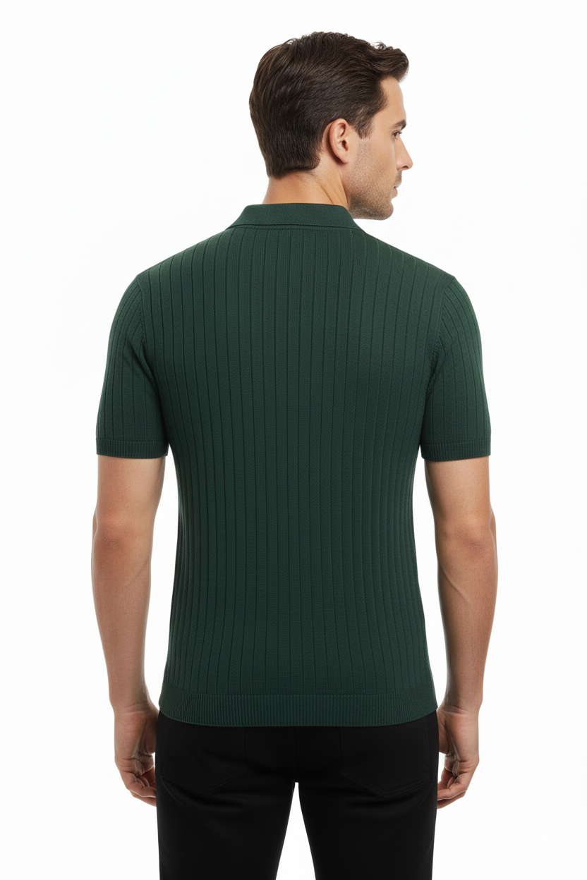 STRIPED GREEN POLO T-SHIRT