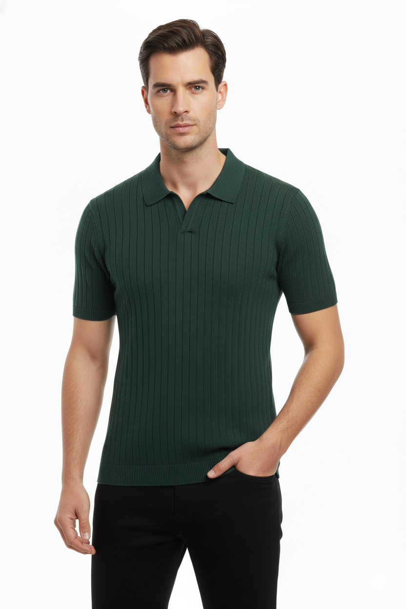 STRIPED GREEN POLO T-SHIRT