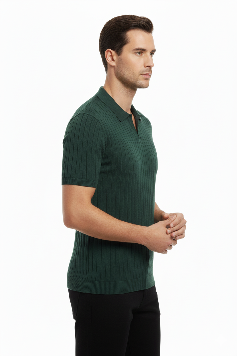 STRIPED GREEN POLO T-SHIRT