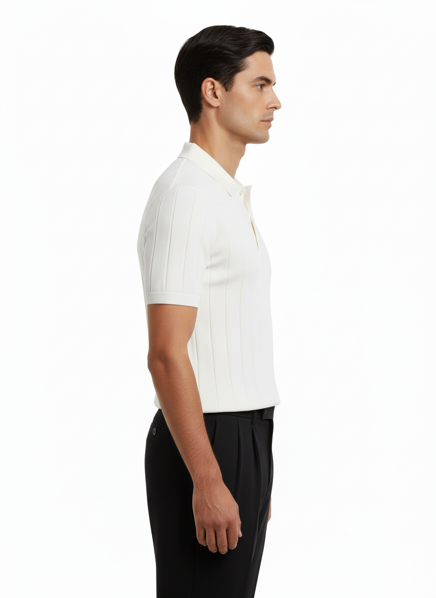 RIBBED COTTON POLO T-SHIRT