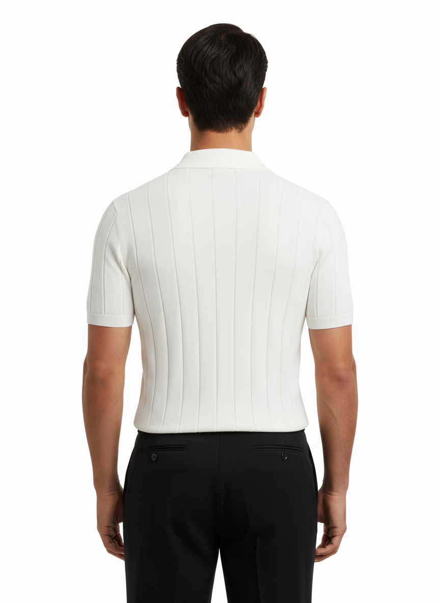 RIBBED COTTON POLO T-SHIRT