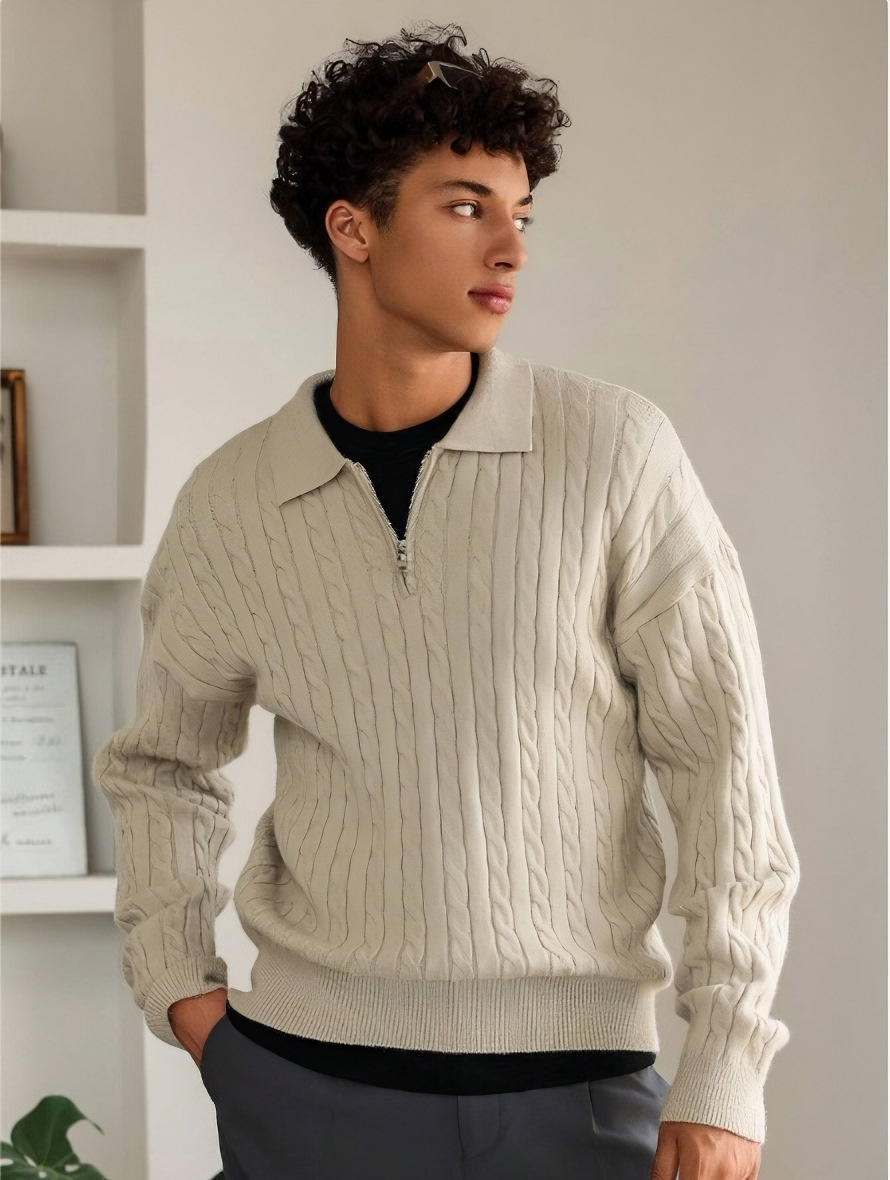 Cable Knit Quarter-Zip Sweater